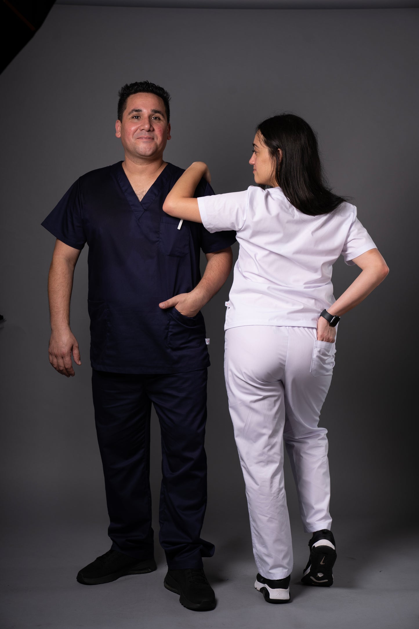 Navy Blue and White Scrubs